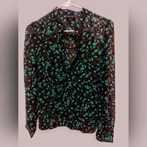 Long sleeve semi sheer blouse